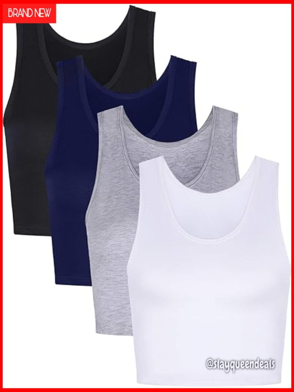 4-Pack Women's Crop Tank Tops Sleeveless Activewear Slim Fit